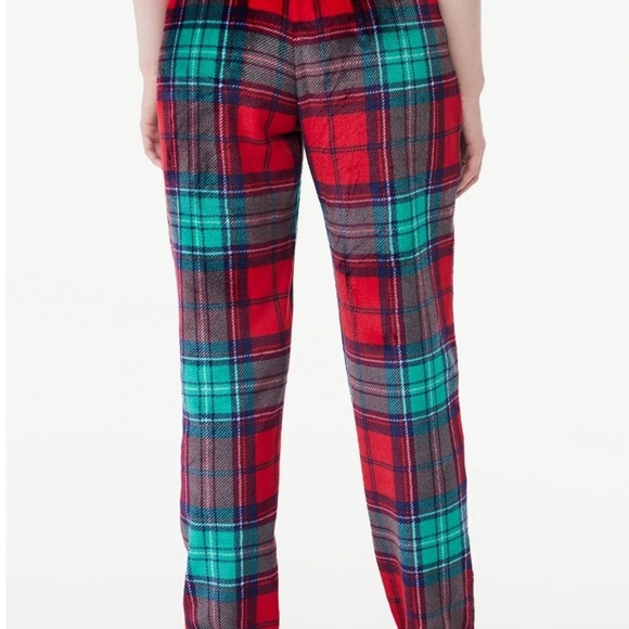 Joyspun Womens Plush Fleece Sleep Joggers Plaid Lounge Pants small Holliday wear - Picture 2 of 9
